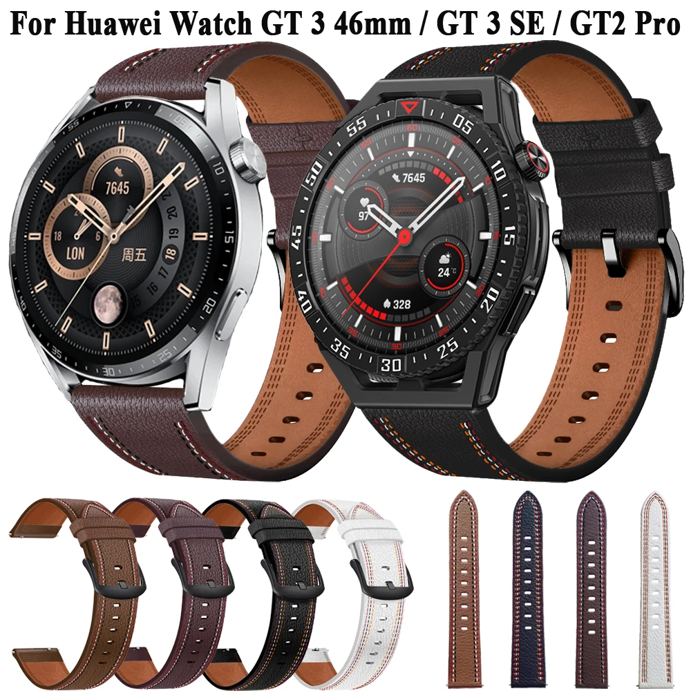 Correa de repuesto para reloj inteligente, pulsera deportiva de cuero, 22mm, 46mm, para Huawei GT3 SE GT 3 4, Huawei GT 2 GT2 Pro