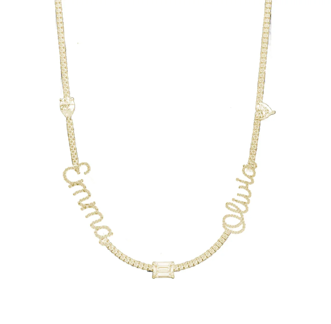 

Customized Dual Name Necklace Personalized Tennis Chain High Quality 18K Gold Plating Personalized Holiday Gifts To the Lady