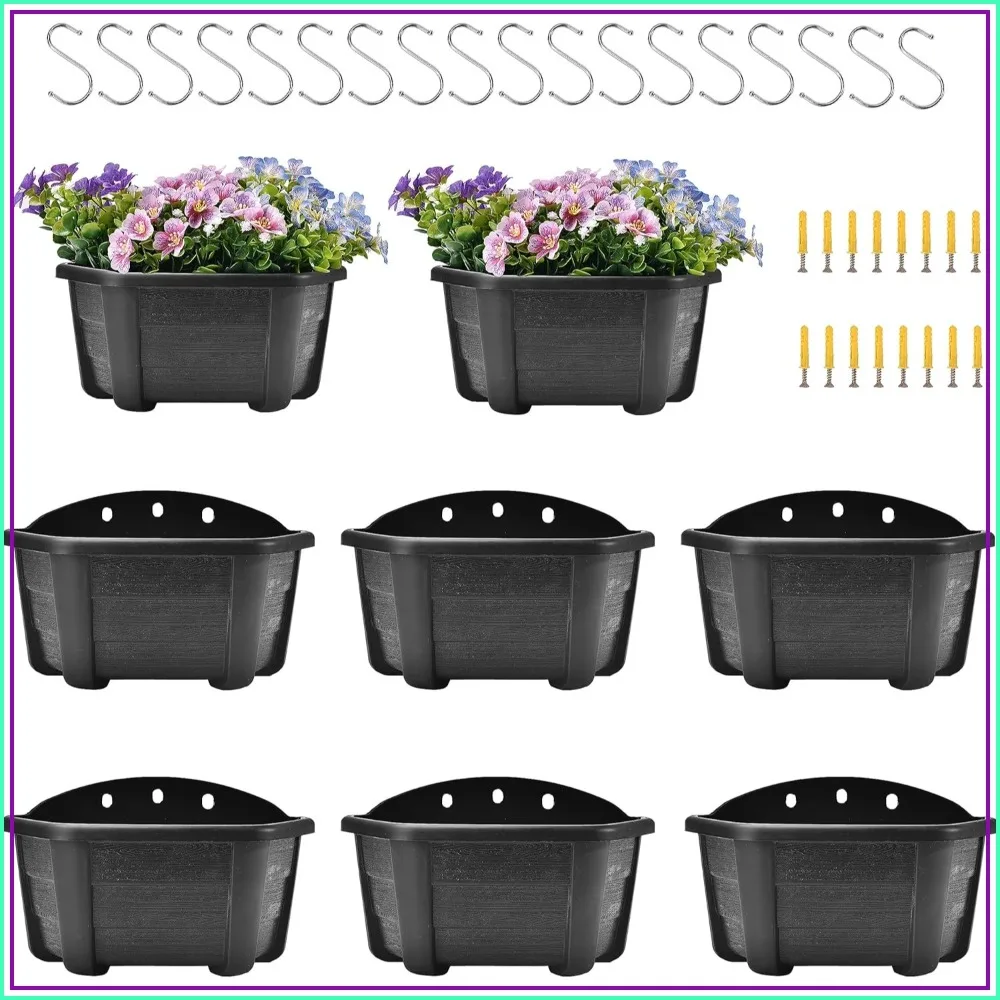 

9.8 Inch Self-Watering Wall Planters for Indoor Plants, Balcony Wall Hanging Planters, Lightweight, Dark Coffee (Pack of 8)