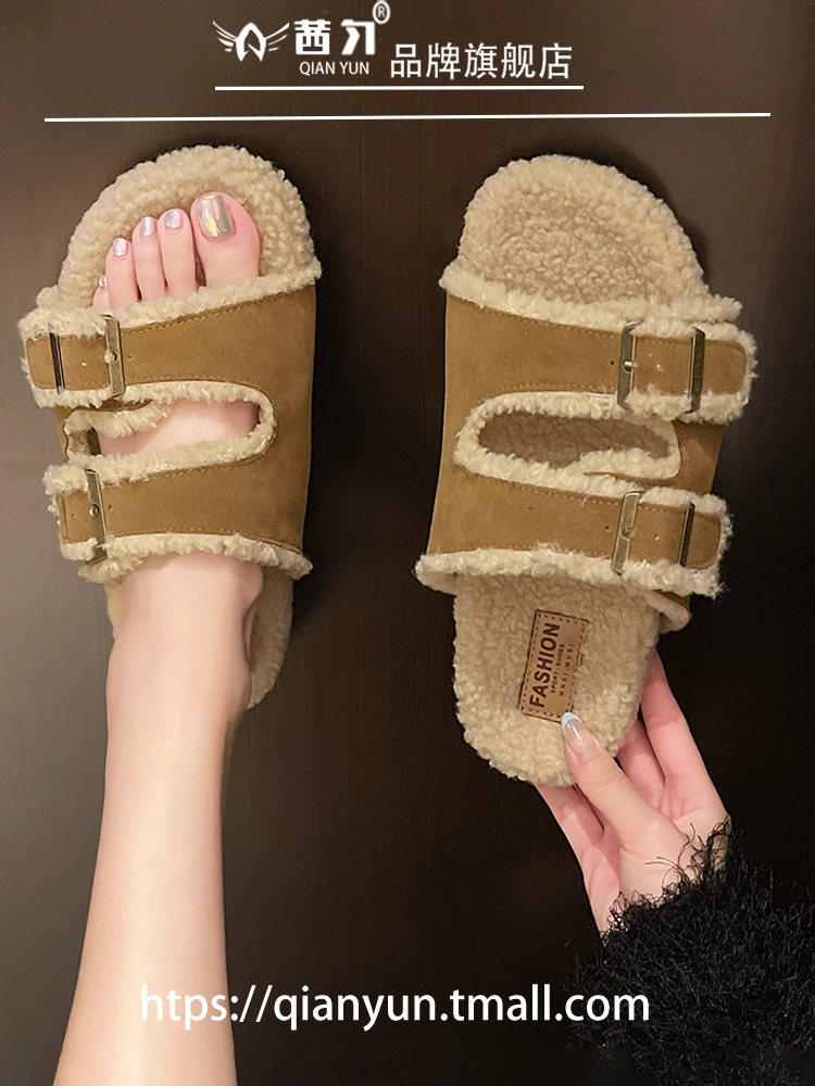 Vrouwelijke Schoenen Huis Slippers Platform Glijbanen Mode Bont Slippers 2024 Luxe Pluche Platte Bontschoenen Dames Slippers Outdoor Luxu