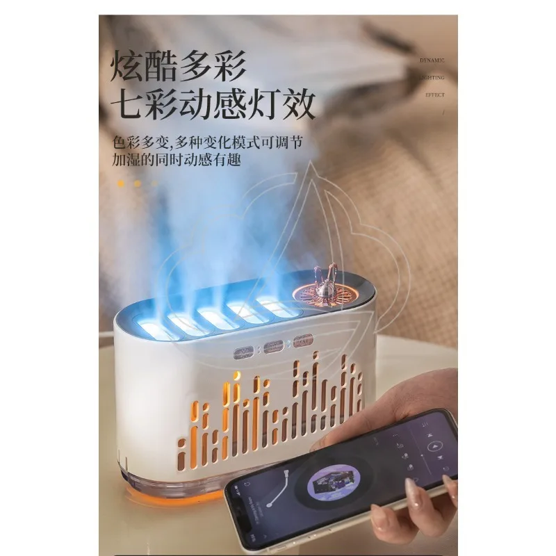 Dynamic Flame Aroma Diffuser, Silent Ultrasonic Humidifier with 7-Color Night Light for Home