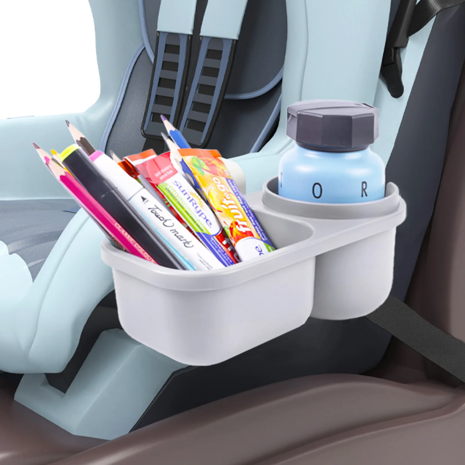 Child seat cup holder 2-in-1 bottle cup holder Snack storage rack Child safety seat accessories cup holder Car interior crying