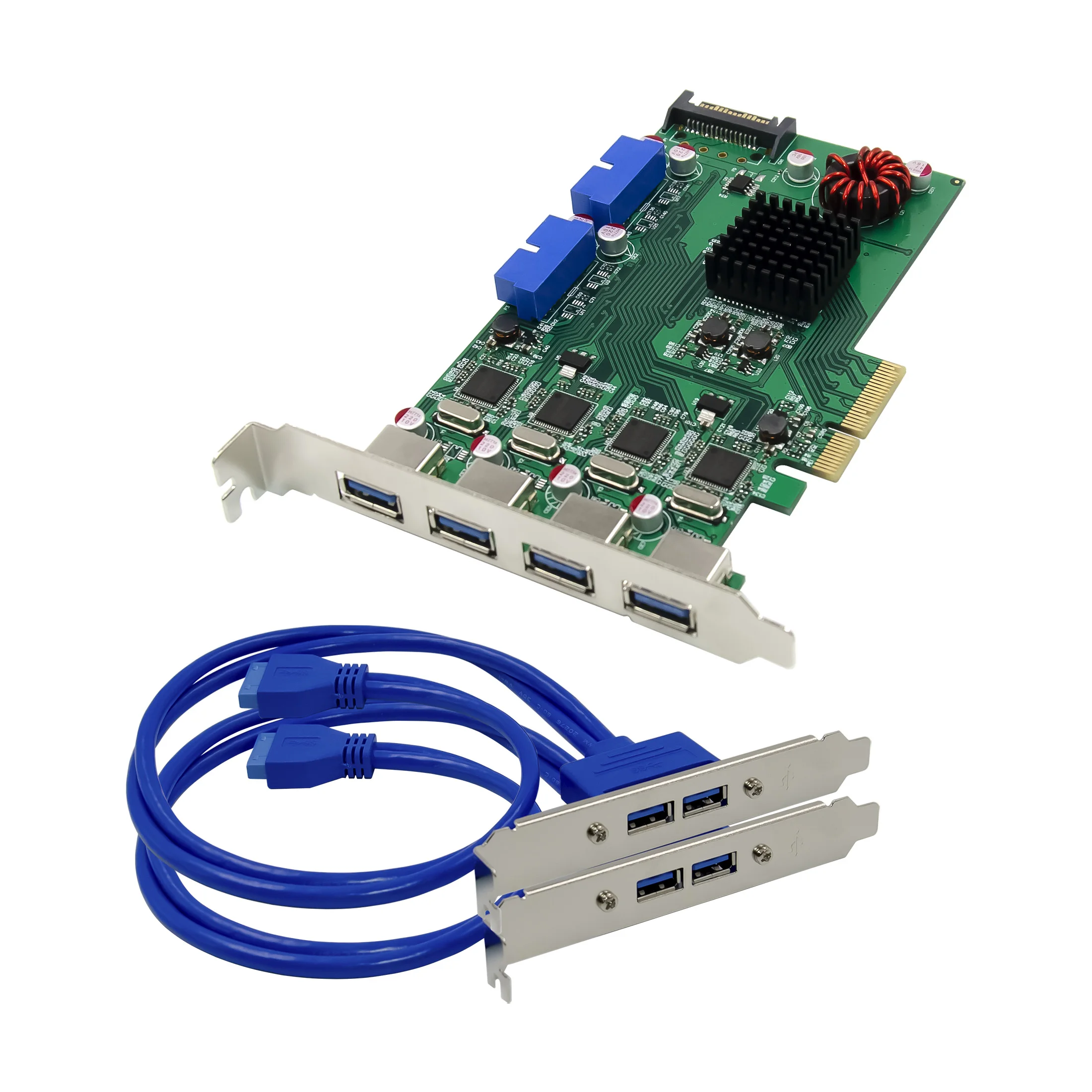 Carte de capture de vision PCIe X4 ASM1042A 8-USB3.0 5 Gbit/s
