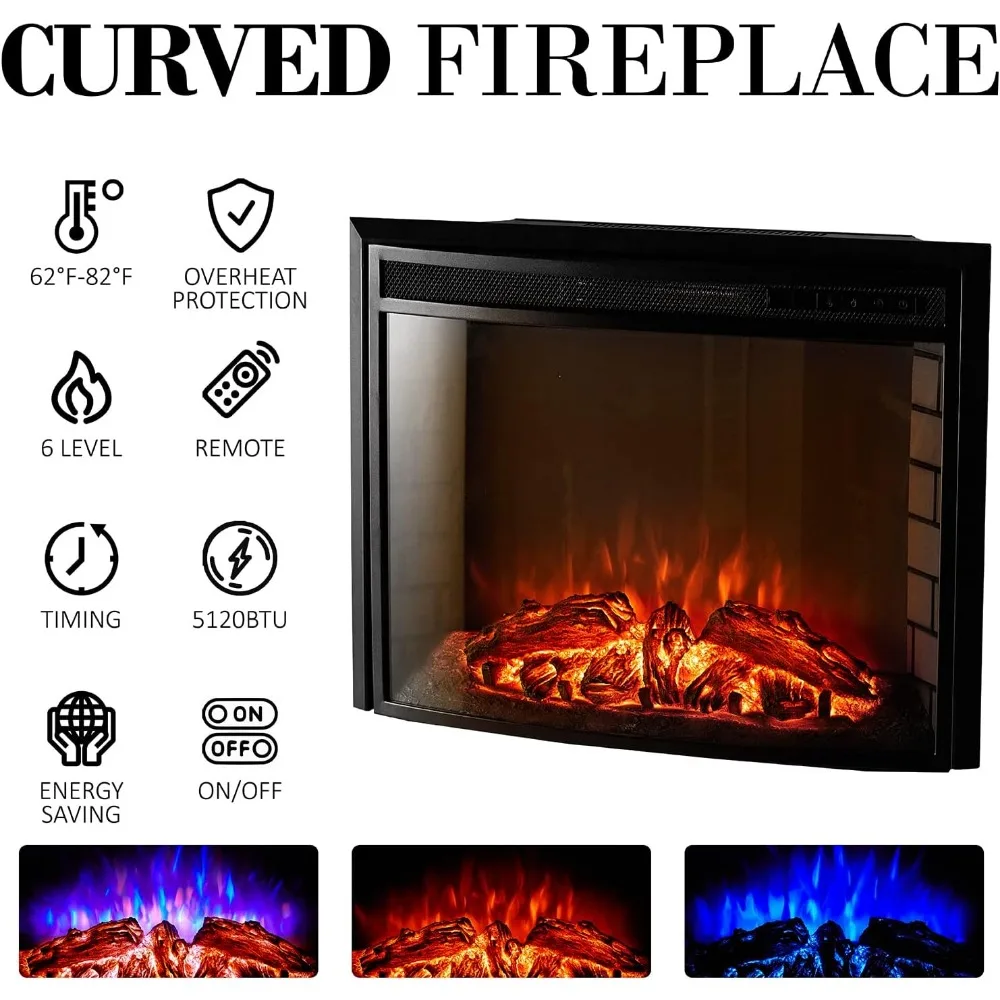 Fireplace TV Stand for TVs Up To 65", Media Fireplace TV Console Table with Storage Farmhouse Glass Door, TVs Stand image 3