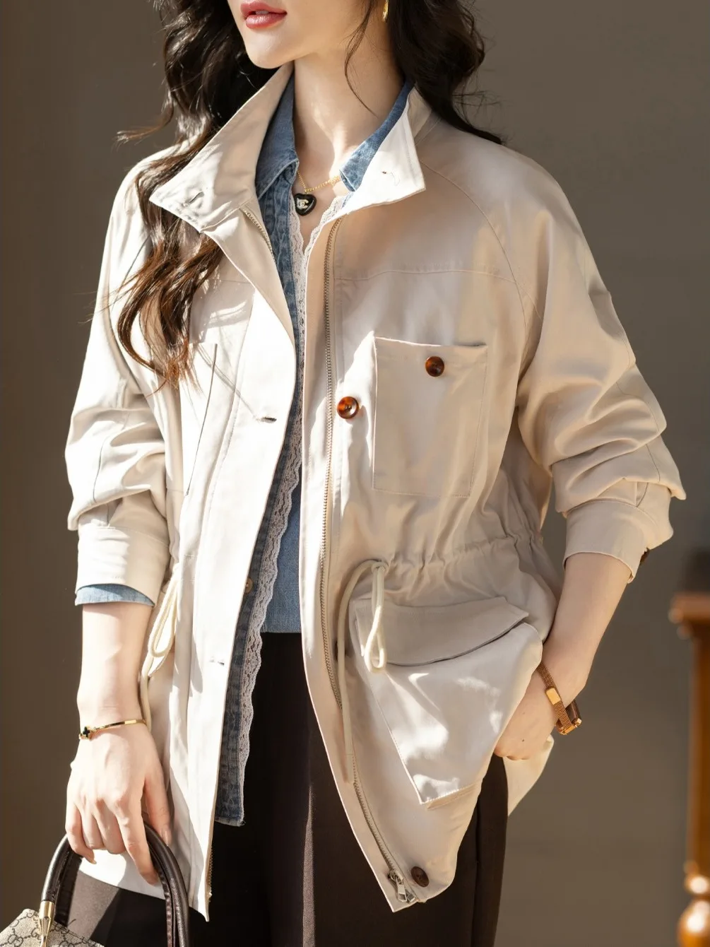 

Ele повседневная женская ветровка Jaet, весна-осень 2022, новое корейское свободное модное универсальное пальто для отдыха