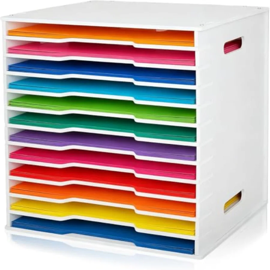 

Органайзер для бумаги для скрапбукинга, на 12 листов формата 12 дюймов, с 12 отделениями, настольный держатель для документов, стеллаж для хранения бумаги для скрапбукинга