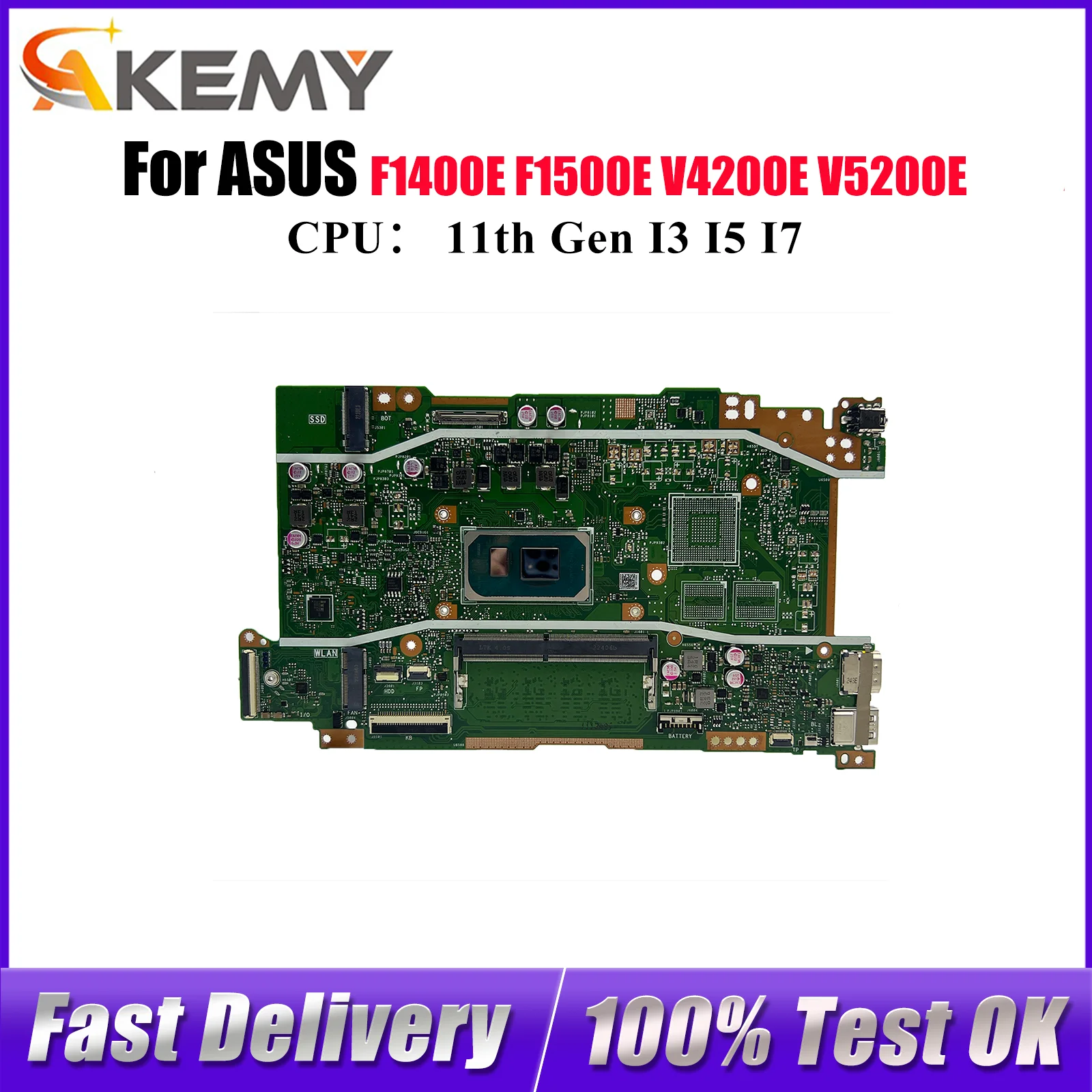 

X415EA Laptop Motherboard For ASUS VivoBook V4200E V5200E F1500E F1400E X415EA X415EP X415E X415EQ Mainboard With I3 I5 I7 CPU