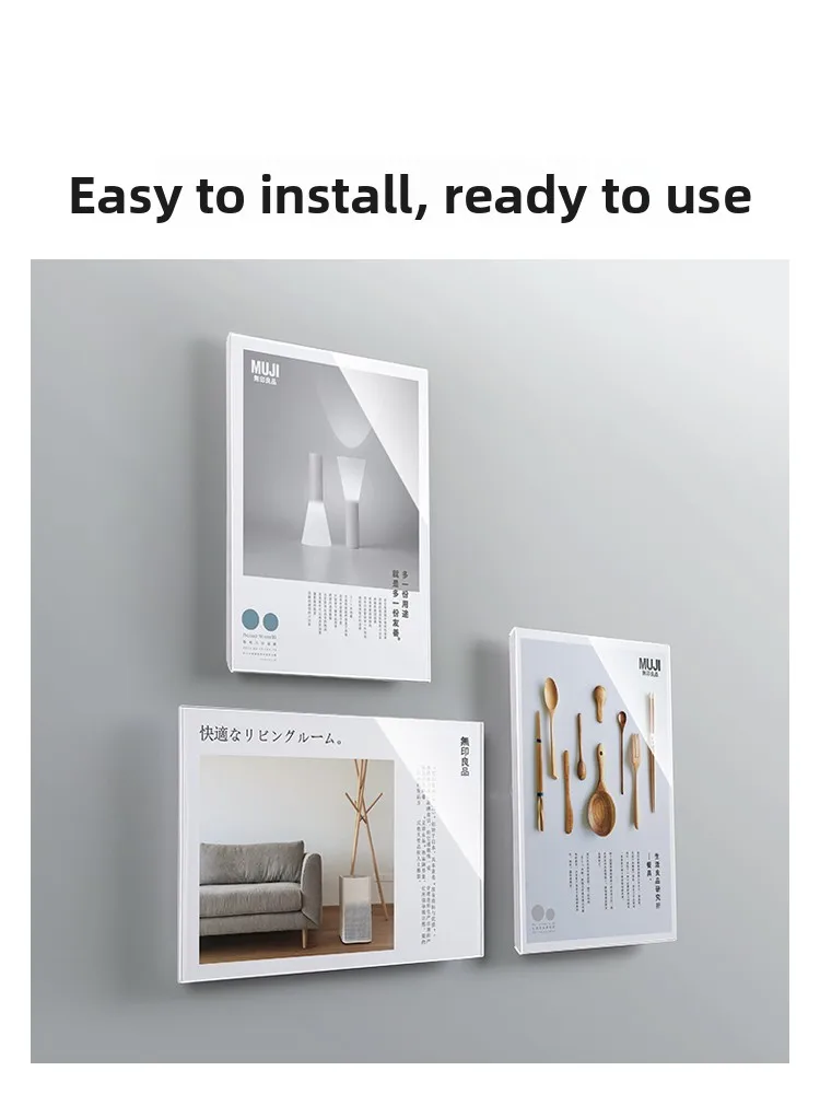 Suspended Acrylic Picture Frame Transparent Advertisement Frame Display Board A4 Award Certificate Display Frame A3 Poster Frame