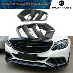Front Bumper Air Vent Cover Mesh Grill Frame for Mercedes-Benz C Class W205 C180 C200 Normal Bumper 2015 - 2019 Carbon Fiber