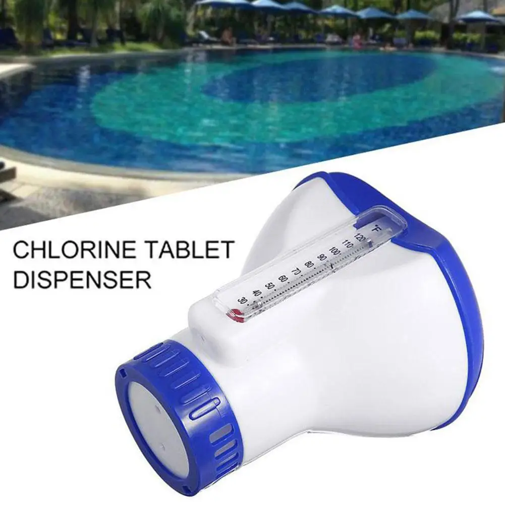 Swimming Pool Accessories Floating Pills Disinfecting Box With Thermometer Automatic Drug Dispenser Chemical Chlorine Dispenser