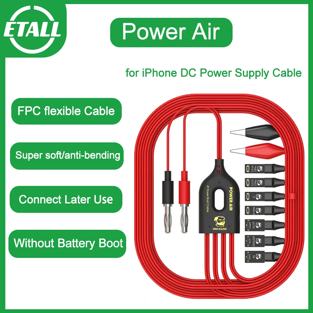 Mechanic Power Air Phone Current Test Cable DC Power Supply For iPhone 6-14 mini/15 pro max Motherboard Repair Boot On/Off Line