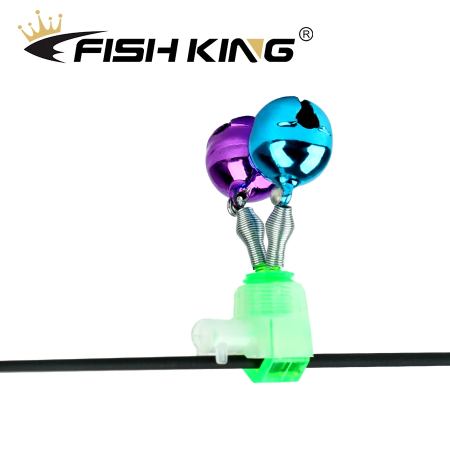 FISH KING 10PCS/LOT Alarms Rod Bell Rod Clamp Tip Clip Bells Ring Green ABS Fishing Accessory Gifts Outdoor Metal