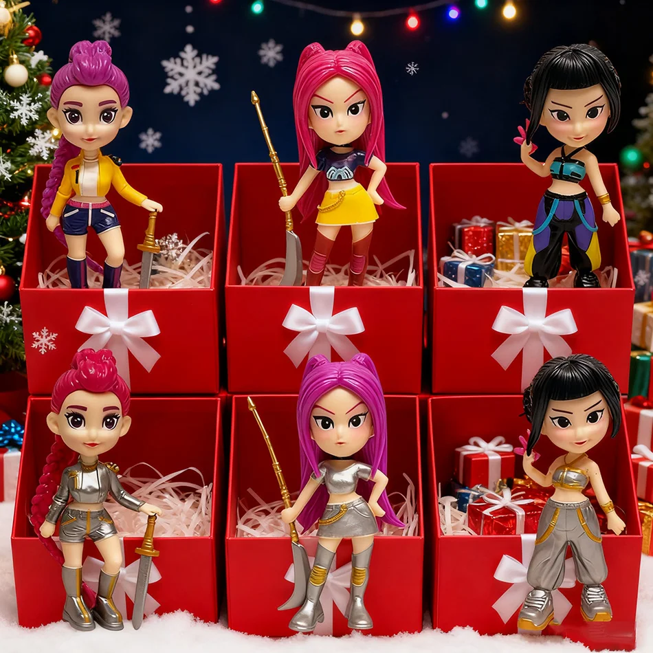 Kpop diabo caçador anime figuras pvc modelo de mesa bonito menina figuras de ação brinquedos para presente coletar figura boneca crianças presentes de natal