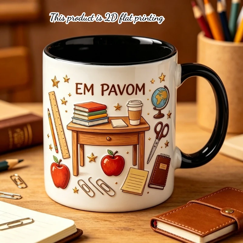 11oz Custom Ceramic Coffee Cup Teacher Stationery Design Personalized Name Mug Gift for Teacher Appreciation Back To School