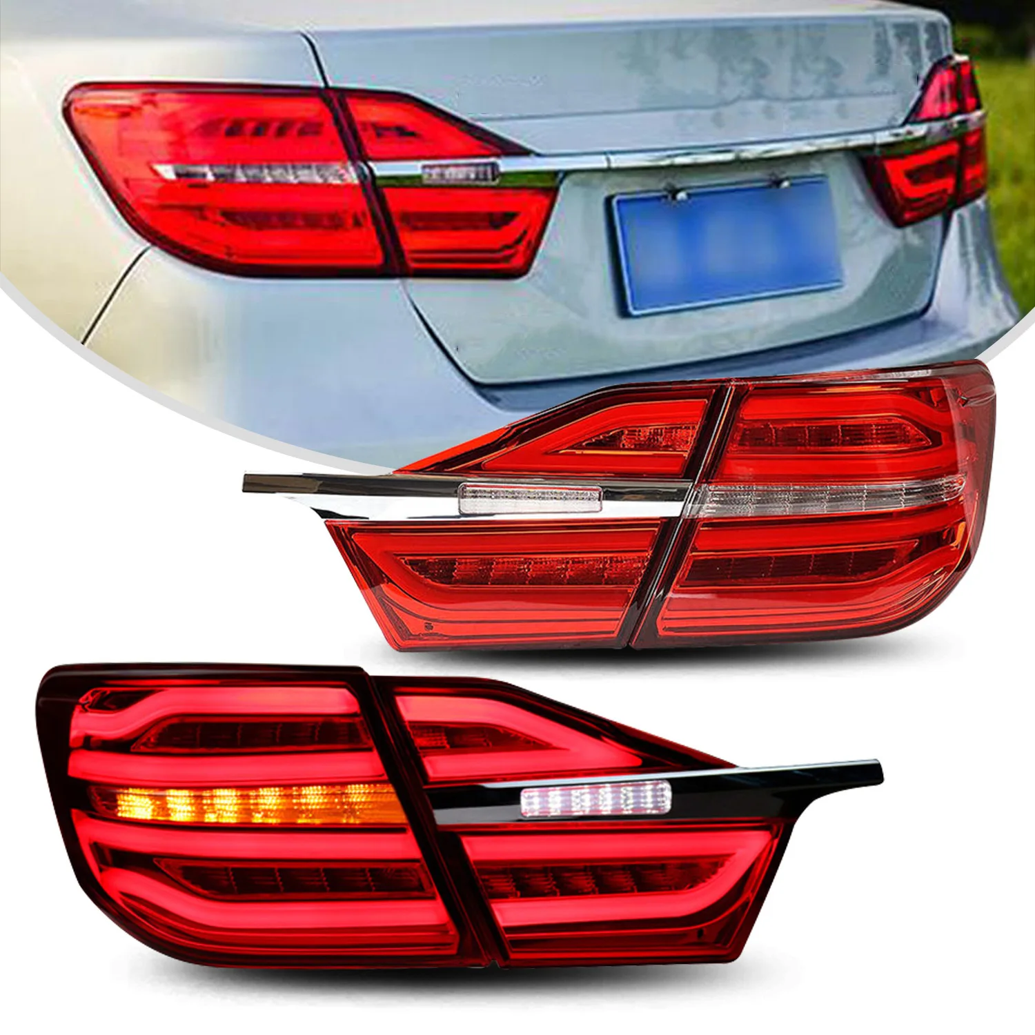 

Высококачественные заводские светодиодные задние фонари (2015-2017) в сборе с ДХО для Toyota Camry, новые