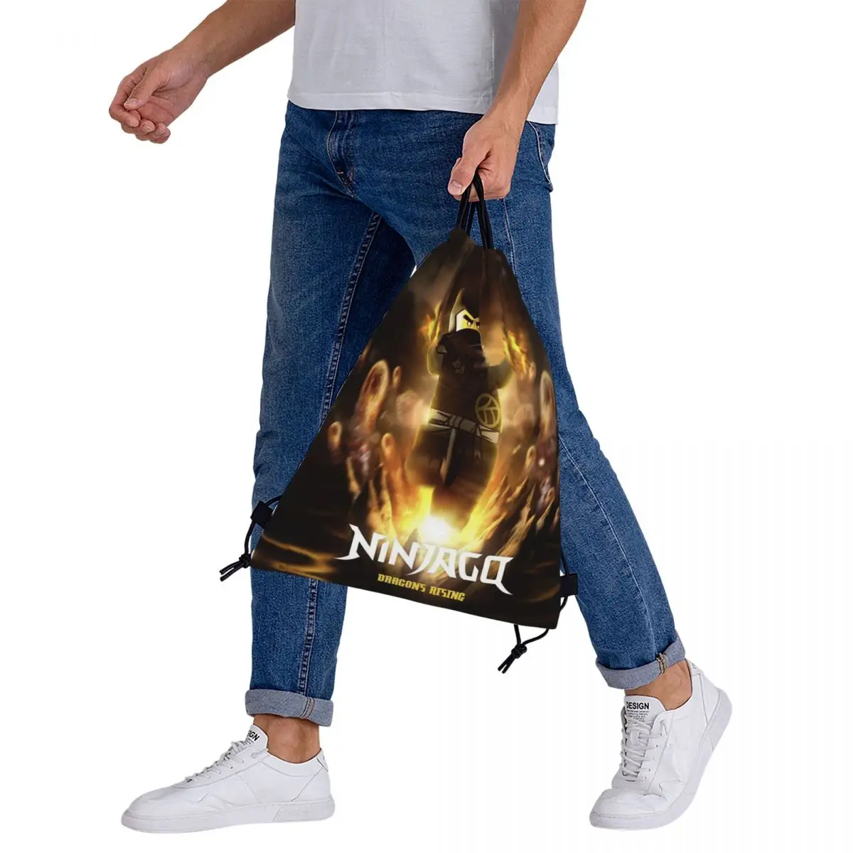 Ninjagos Ninja Warrior Rucksäcke, multifunktional, tragbar, mit Kordelzug, Sporttasche, Büchertaschen für Mann und Frau, Schule