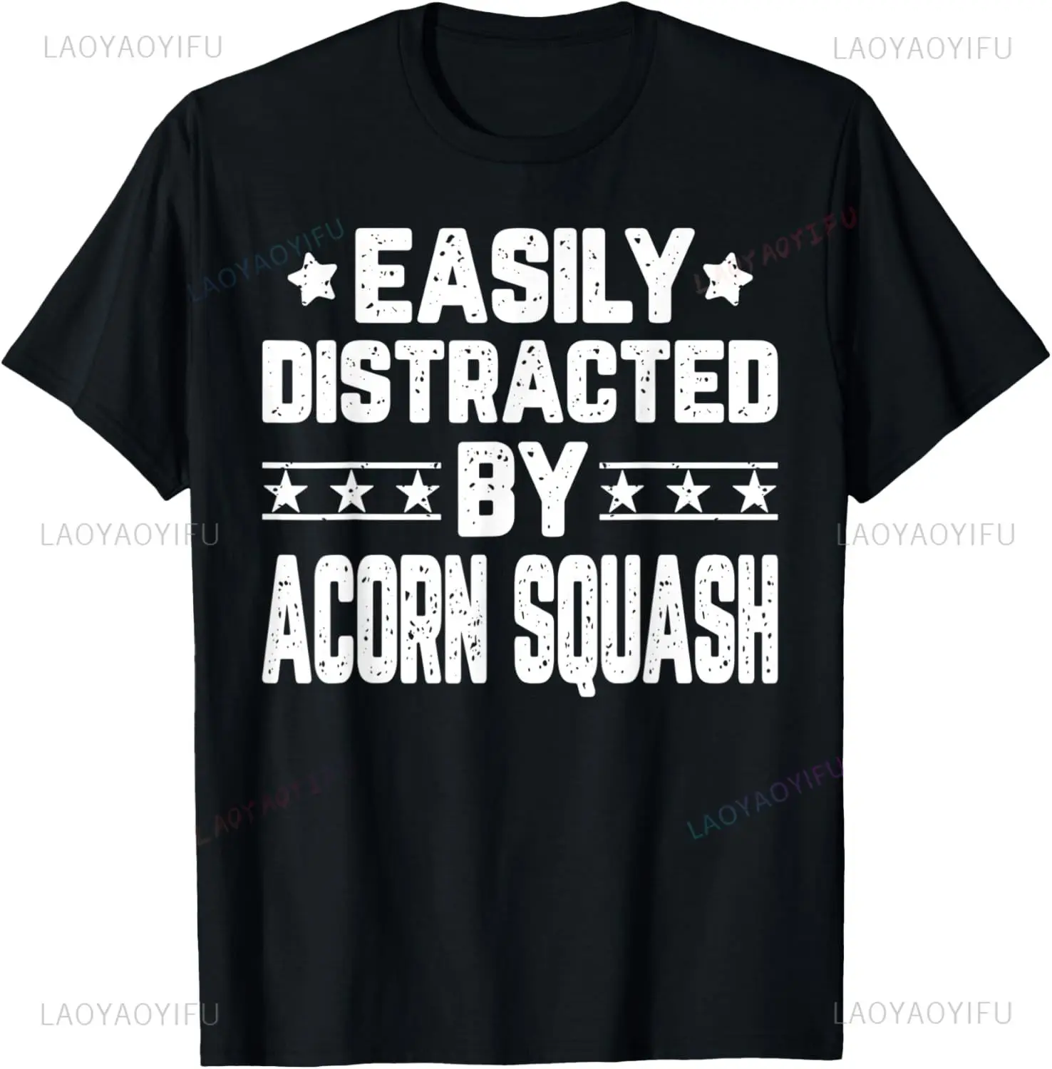 Easily Distracted By Acorn Squash Funny Acorn Squash Lover T-Shirt Casual Fashion Streetwear Short Sleeve Man Tshirt Loose Tees