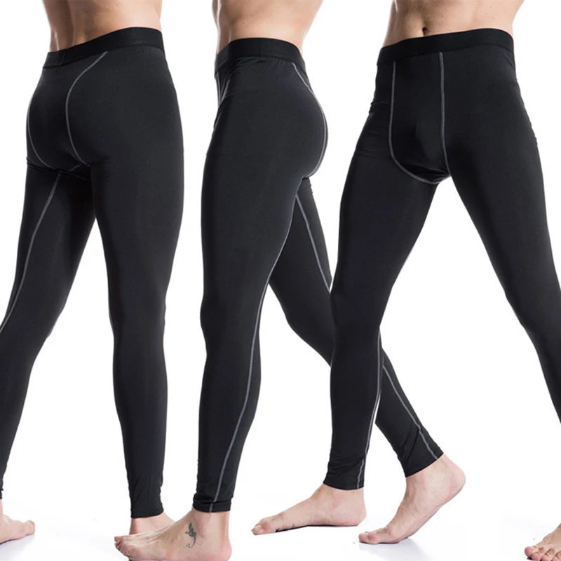 Ginásio masculino casual calças de secagem rápida calças de compressão calças magras leggings moda elástica fitness masculino musculação