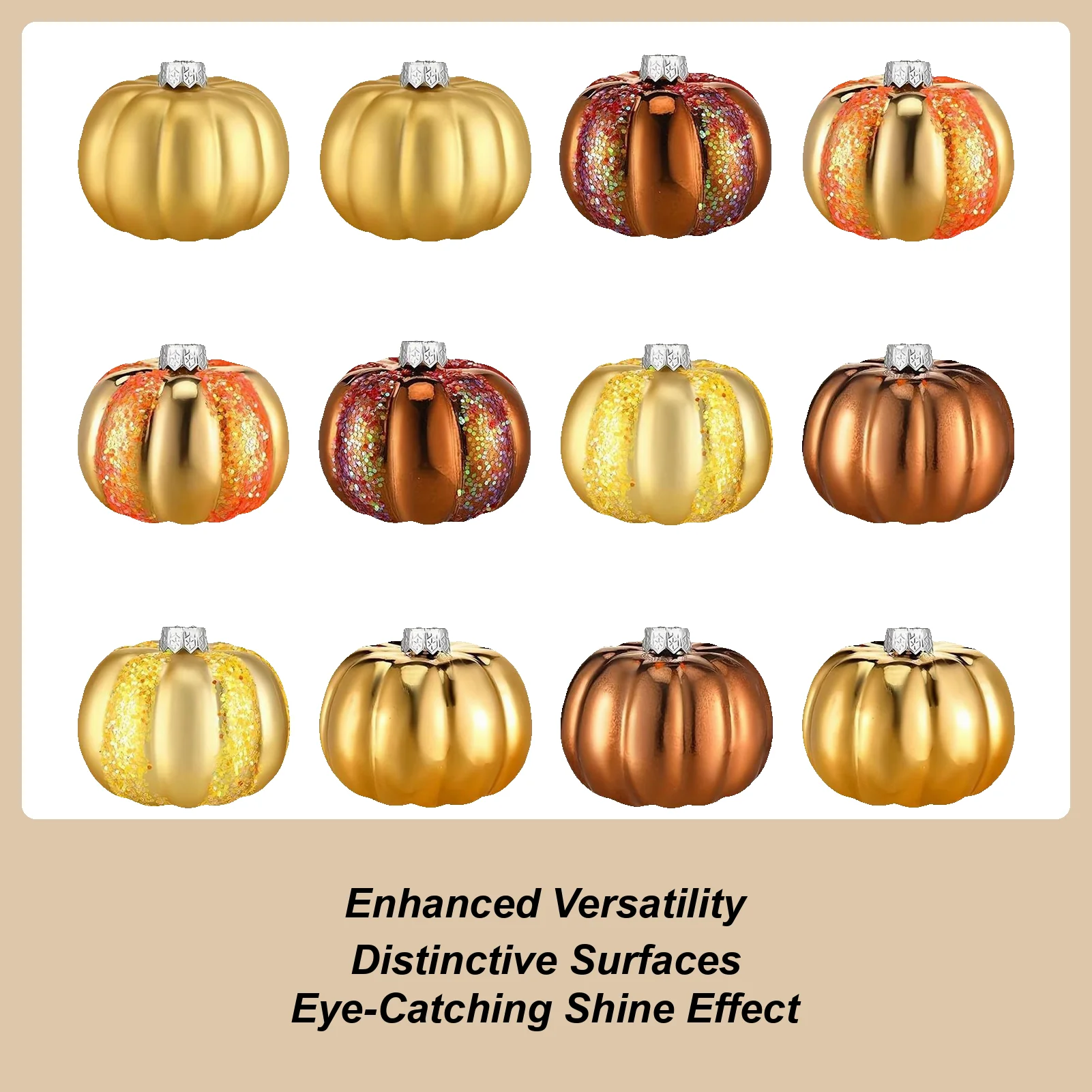 

12-Piece Pumpkin Decor Set - Thanksgiving/Halloween Table Centerpieces for Kitchen/Harvest Parties Pumpkin Ornaments