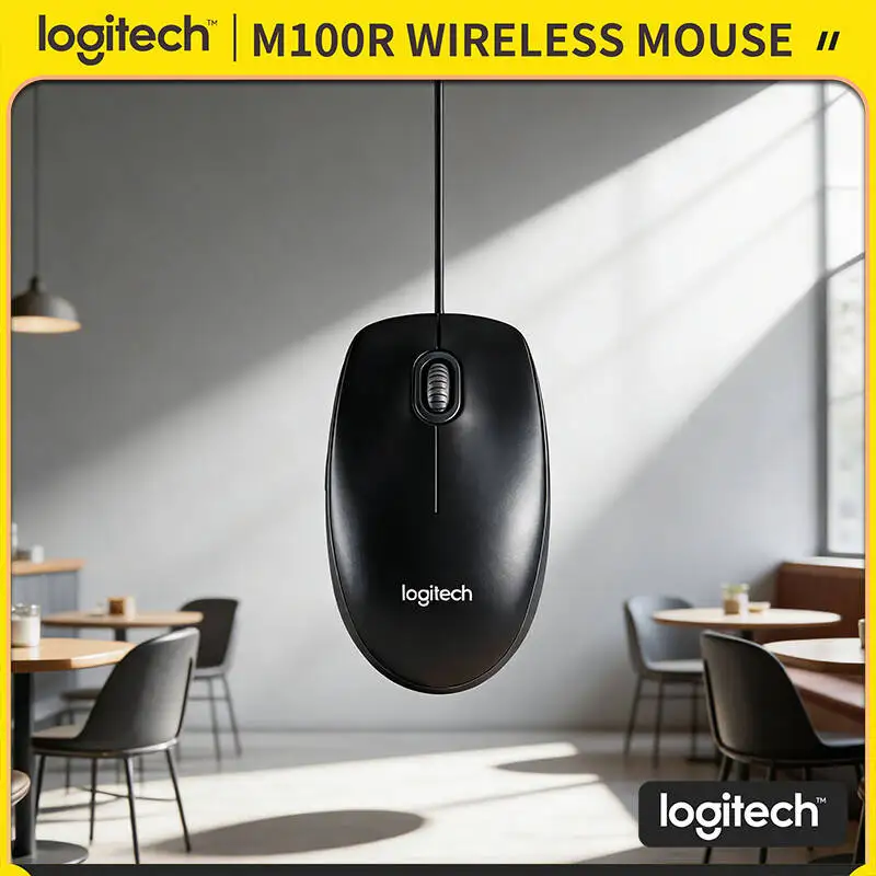 

Reliable Logitech M100R USB Wired Mouse 1000DPI Optical Sensor 3-Button Scroll Comfort Grip for Office Home School Daily Moment