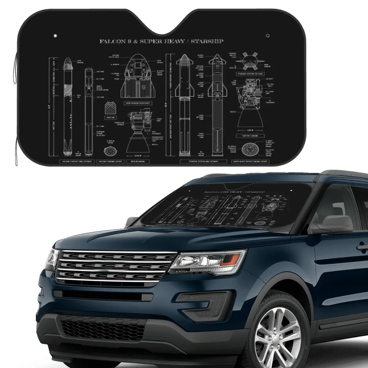 

SPACEX Falcon 9 And Super Heavy Starship (3) Sunshade Windscreen Car Front Windshield Window Sun Visor Accessories Covers