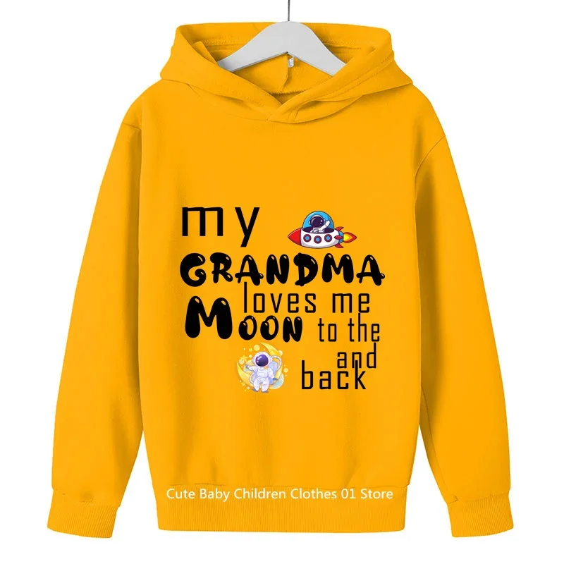 2024 New 2-12Y Children'S Hoodies Cotton Summer Clothing For Short Sleeve My Grandma Loves Me Moon To The And Back