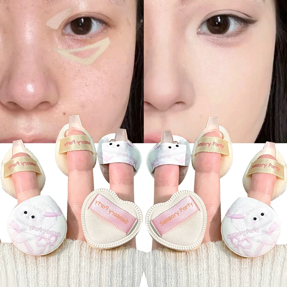 5pcs มินิแต่งหน้าพัฟ Professional Finger เครื่องสําอางค์ Air Cushion ฟองน้ําแป้งพัฟ Foundation รายละเอียด Make Up ฟองน้ําเครื่องมือความงาม