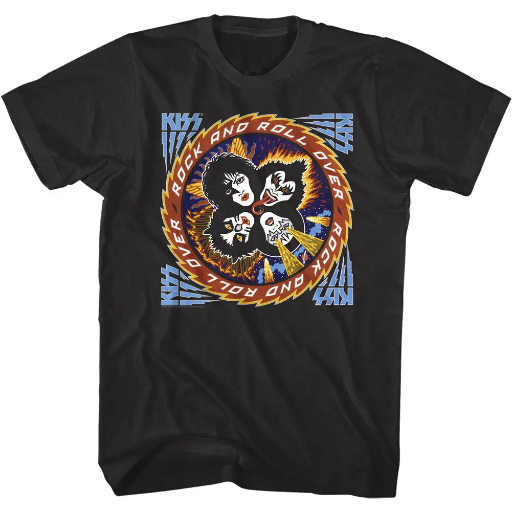 Kiss Rock Roll Over Cartoon Men's T Shirt Glam Band OFFICIAL Merch