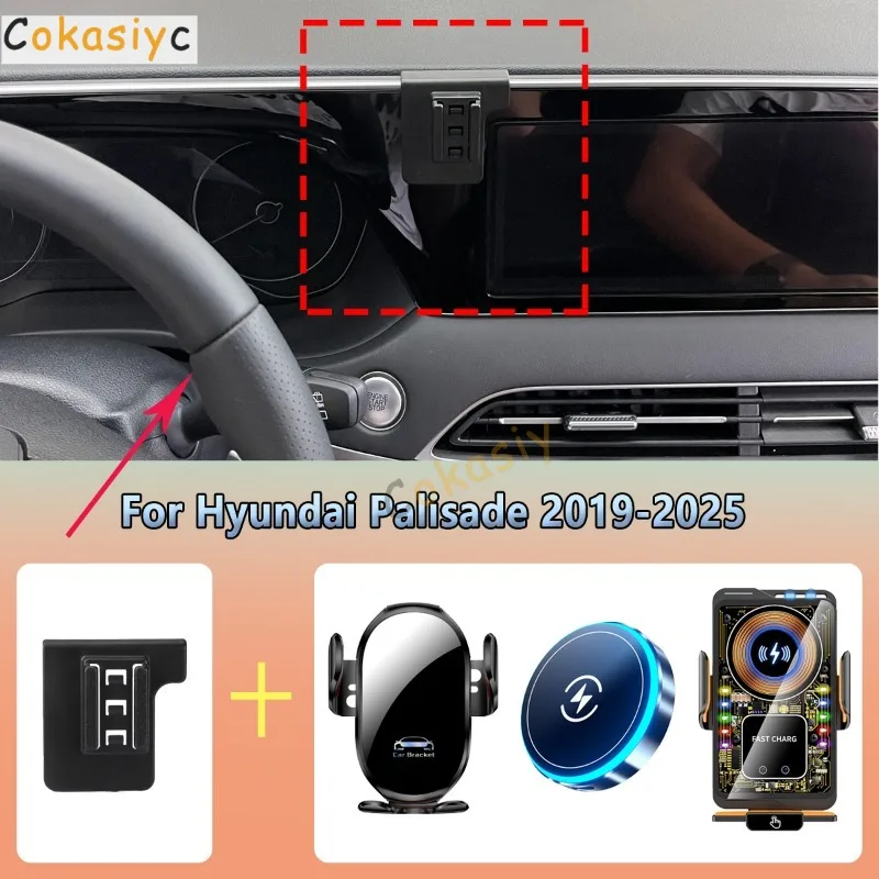 Suporte de Telefone para Carro com Ventilação para Hyundai Palisade 2019 2020 2021-2025, Carregador Magnético Sem Fio, Acessórios para Carro