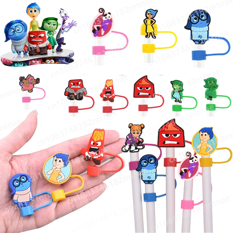 

Disney Cartoon Inside Out Straw Cover Cap 10MM PVC Silicone Drink Straw Plug Splash Proof Drink Cup Straw Cap Party Gift