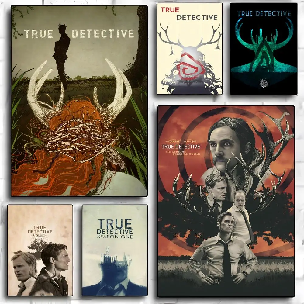 Movie True Detective Poster HD Art Sticky Wall Room Decor Home Waterproof Home Living Bar Aesthetic Decoration