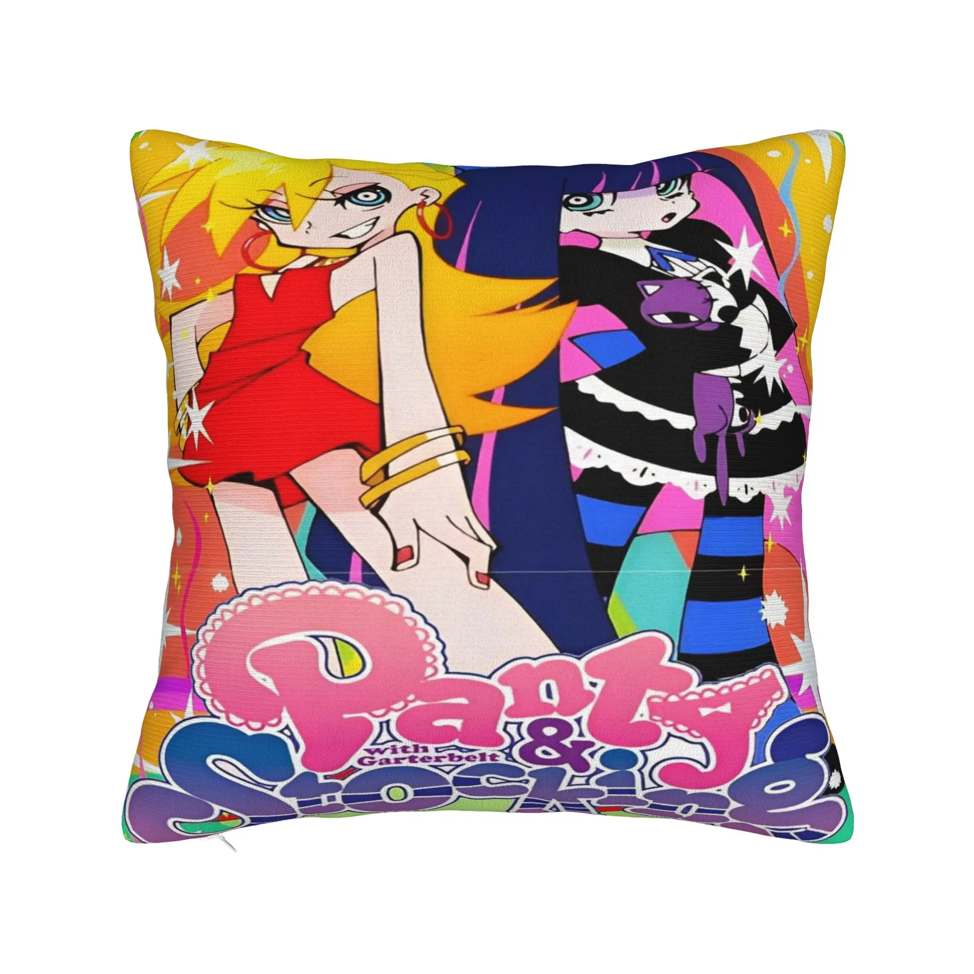Panty Stocking with Garterbelt Pillowcase Polyester Cushion Cover Decorations Cute Anime Pillow Case Cover Home Zippered 40X40cm