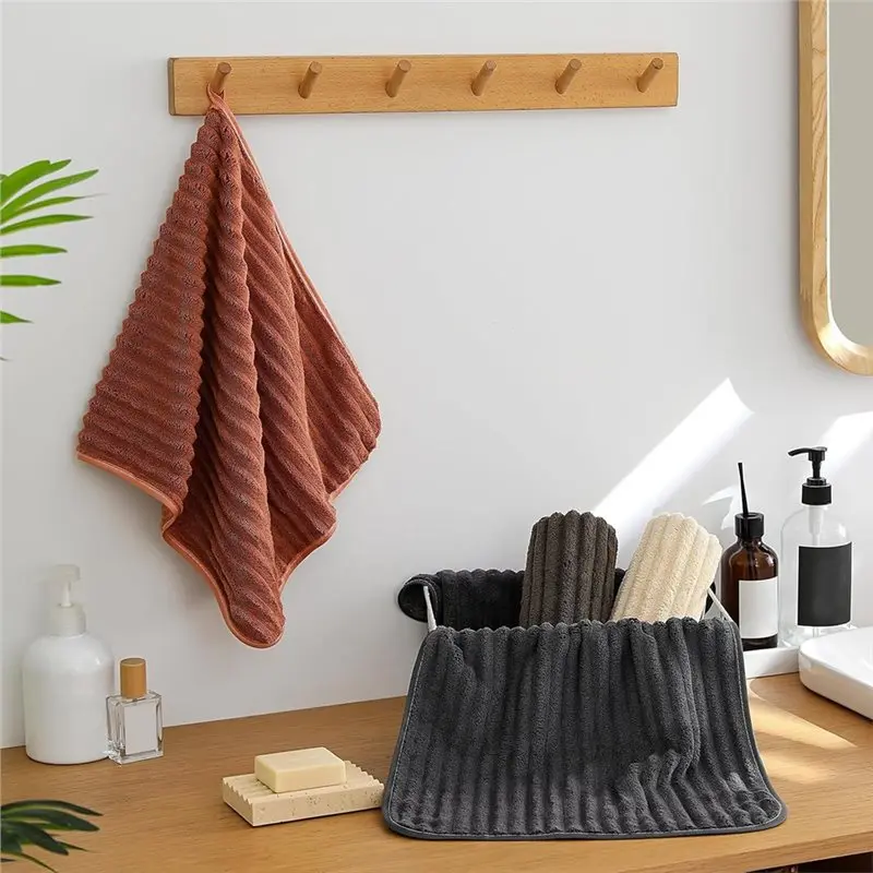 CQMF-Soft Microfiber Hand Towels 4-Pack Ultra-Absorbent Quick-Dry Bathroom Kitchen Spa Set