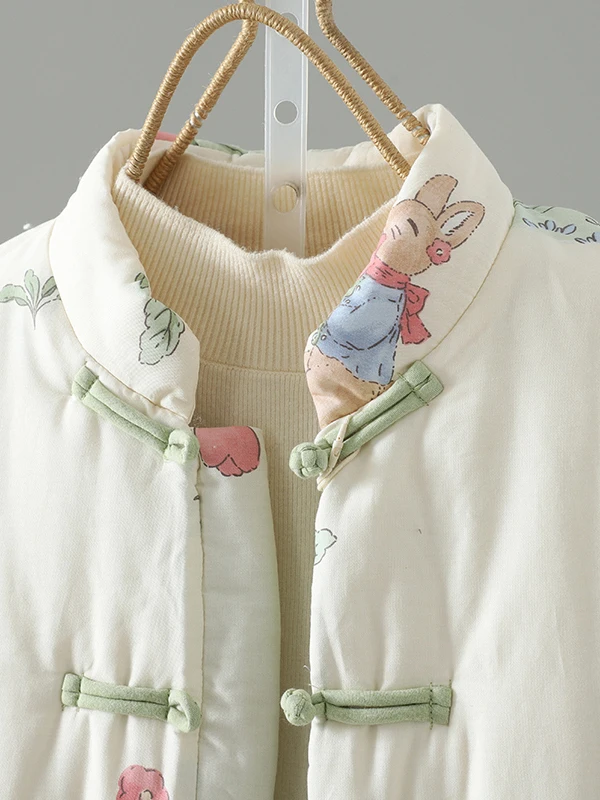 Thiened Floral Cotton Jaet Women's Loose Outerwear Retro Buttoned Autumn Winter New Sle Warm Cotton Coat Long Sve