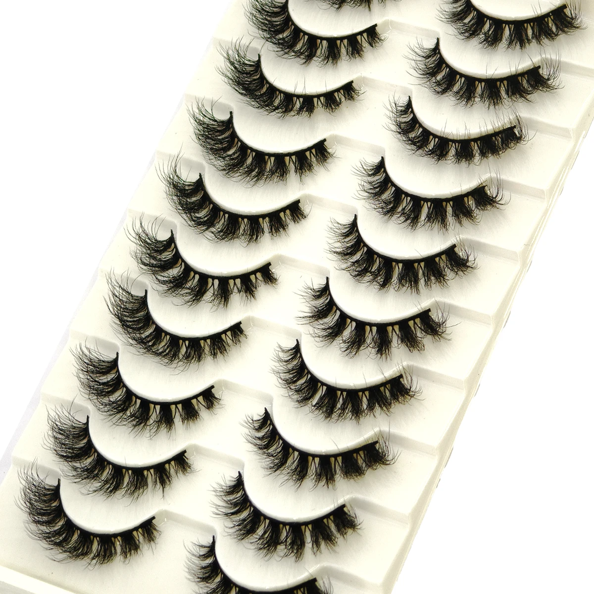 AMSDCN Novo 10 pares de cluster de cílios postiços 3D com pele de vison macia mangá cílios estendidos híbridos
