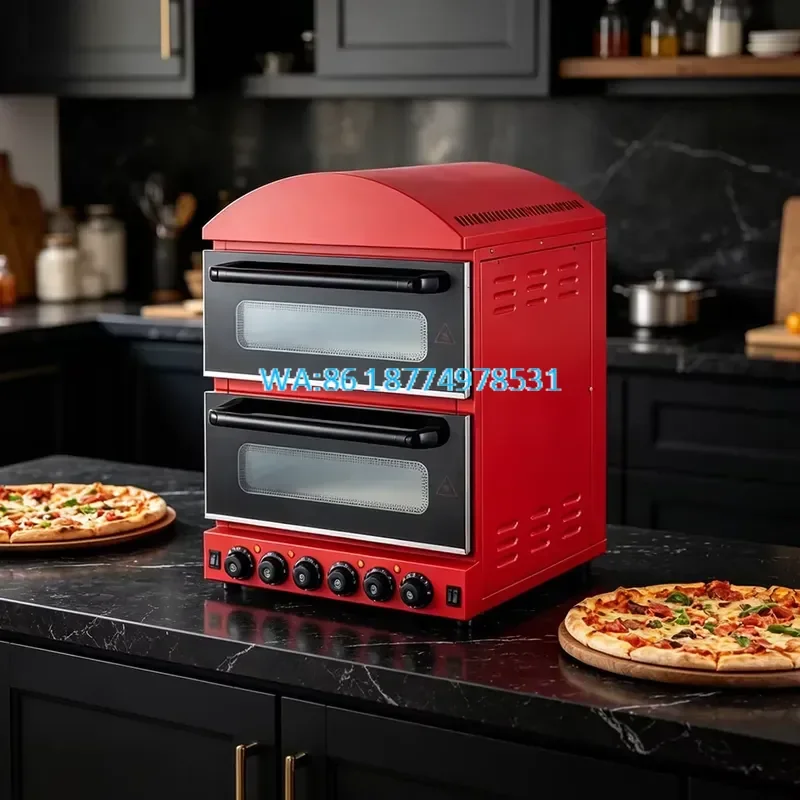 Wmwmnu for Dual Timers 4 Pieces Independent Heating Pipe Germany Double Deck Baking Oven Stainless Steel Countertop Pizzerias
