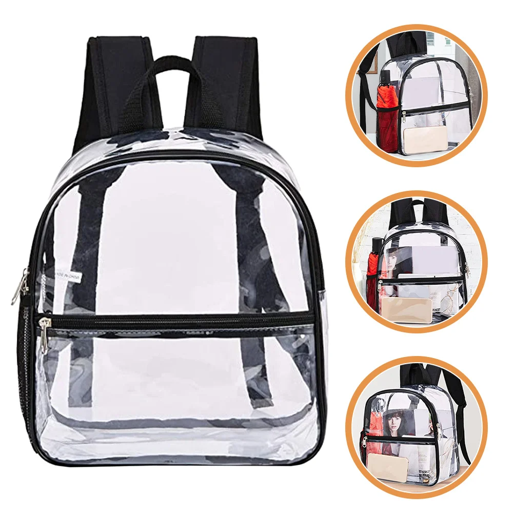 

Small Transparent PVC Backpack Waterproof Clear Shoulder Bag for Outdoor Sports Concert Stadium Approved Multi-Function Storage