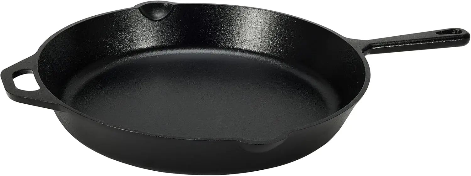 

Pre-Seasoned Cast Iron Skillet, Oven Safe, Even Heating, Heavy-Duty Large 15-Inch Black Pan