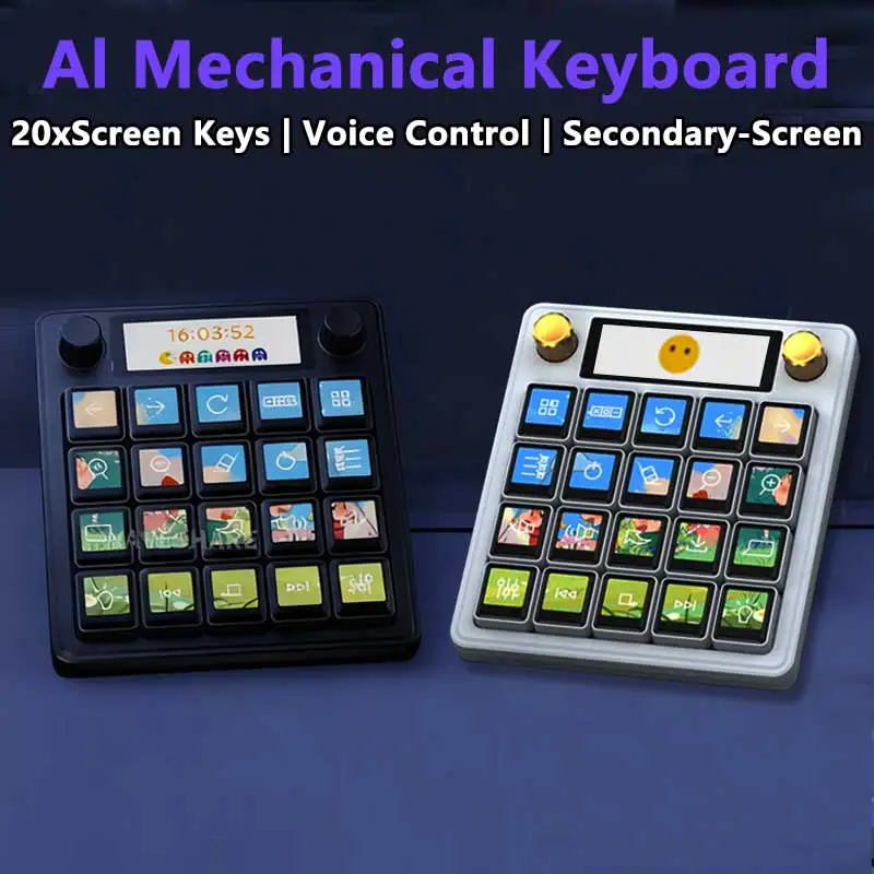

MK20 Computer AI Deepseek Mechanical Voice Keyboard Linux 20x0.85inch LCD Screen Customize keys + 2.8 inch Secondary Display