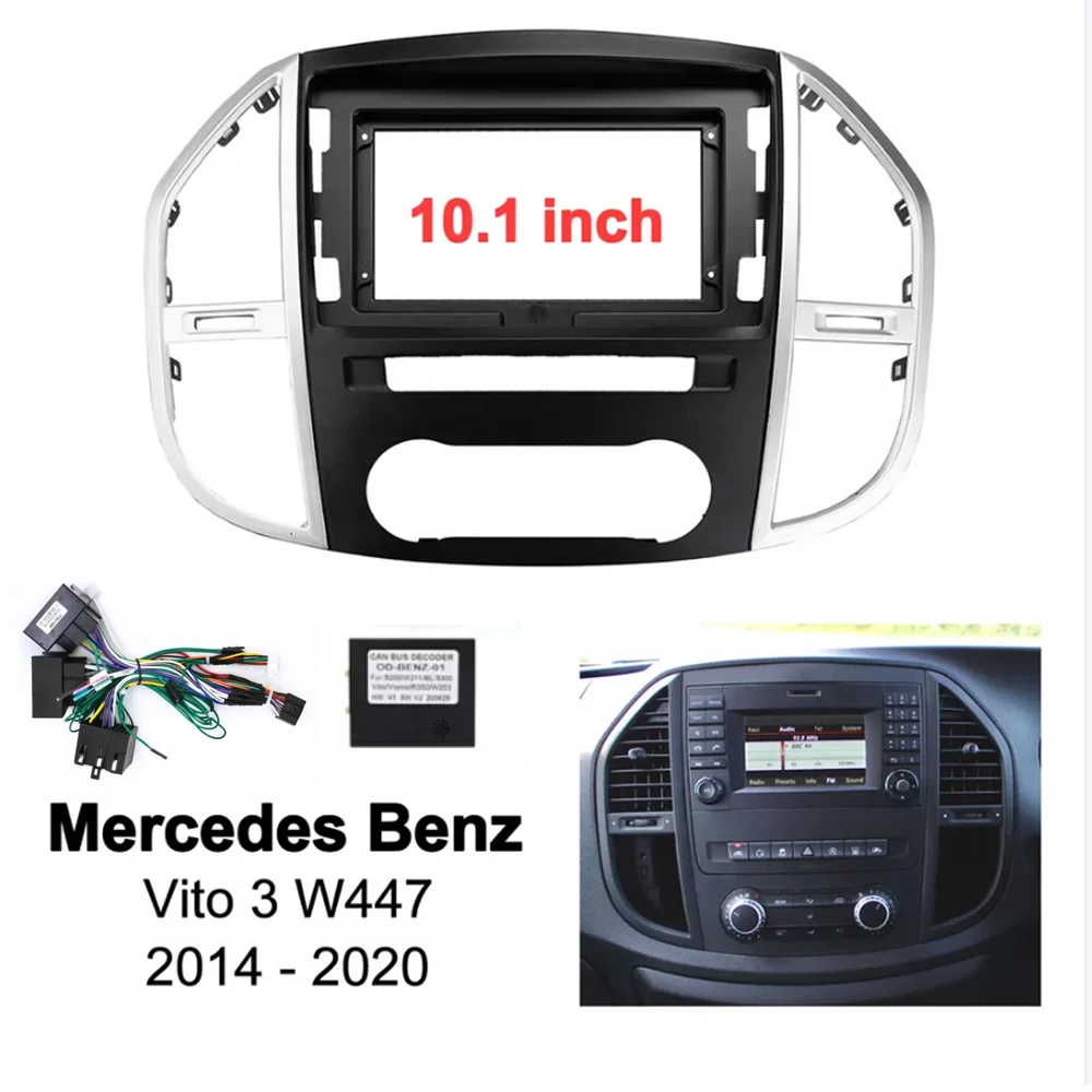 10 Inch Radio Fascias For Mercedes Benz Vito 3 W447 2014 2015 2016 - 2020 Double Din Frame Auto Stereo Panel Dash Installation