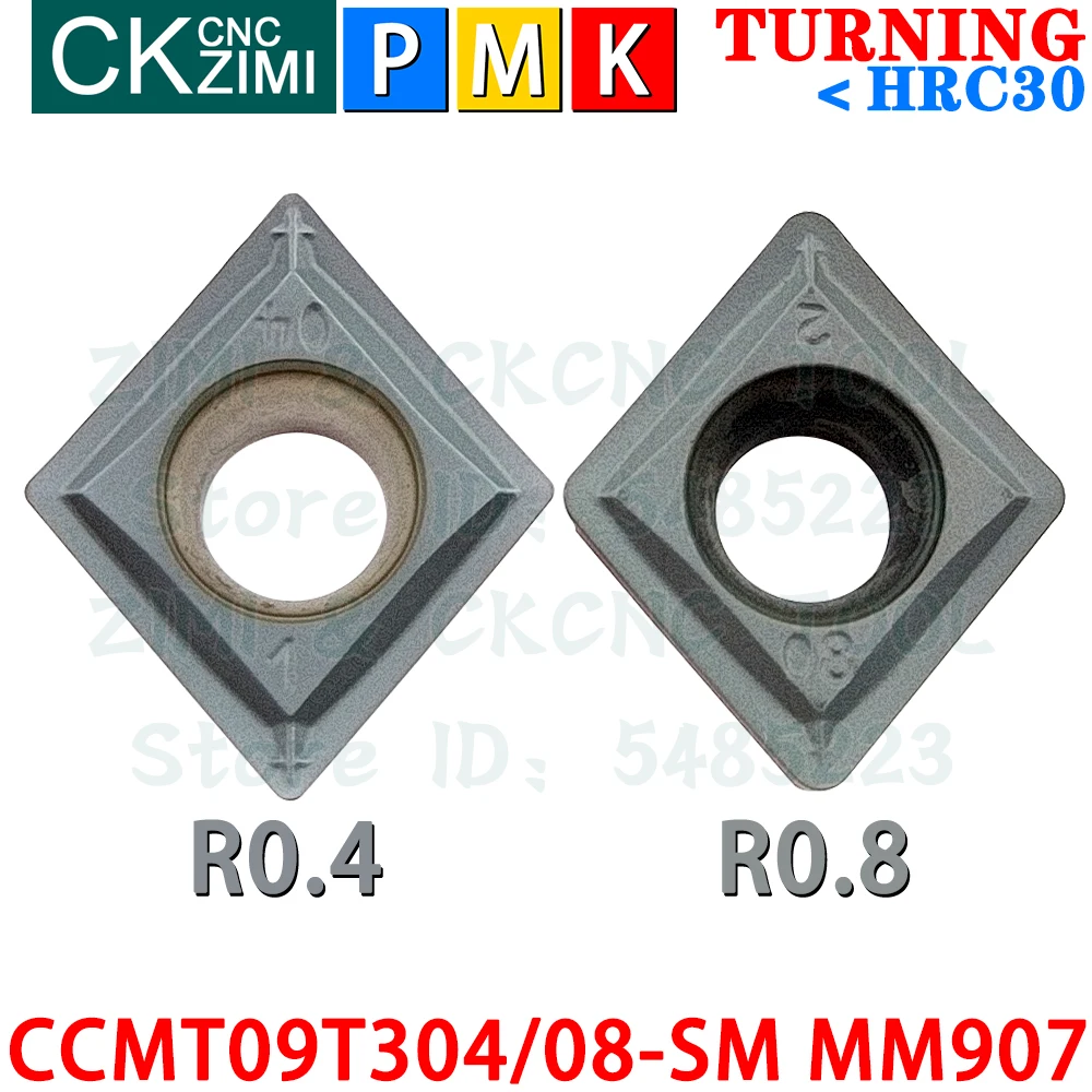 CCMT09T304-SM MM907 CCMT09T308-SM MM907 Pastilhas de metal duro Ferramentas de pastilhas de torneamento internas externas Ferramentas de corte de torno de metal CNC CCMT09T3 CCMT 09T3 Ferramentas de carpintaria