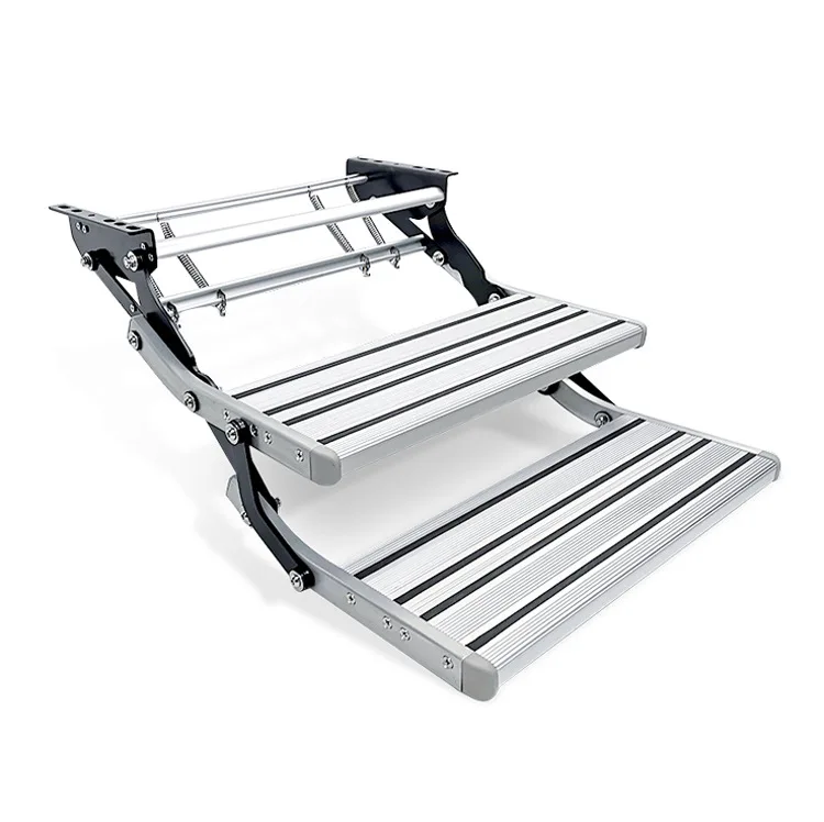RV Parts Aluminum Alloy Auto Control Folding Double Steps 150KG Load For Caravan Motorhome