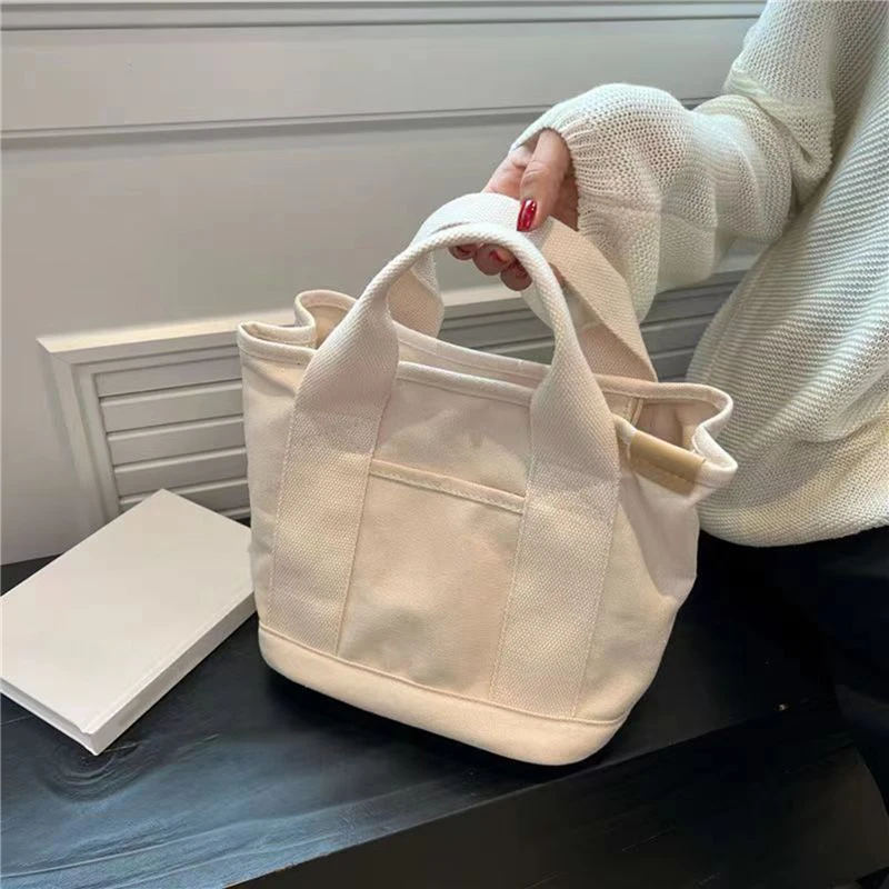 Women's Tote Bag Canvas Sewing Thread Large Capacity Advanced Sense Handbag Convenient Practical Female's Commuter Bag