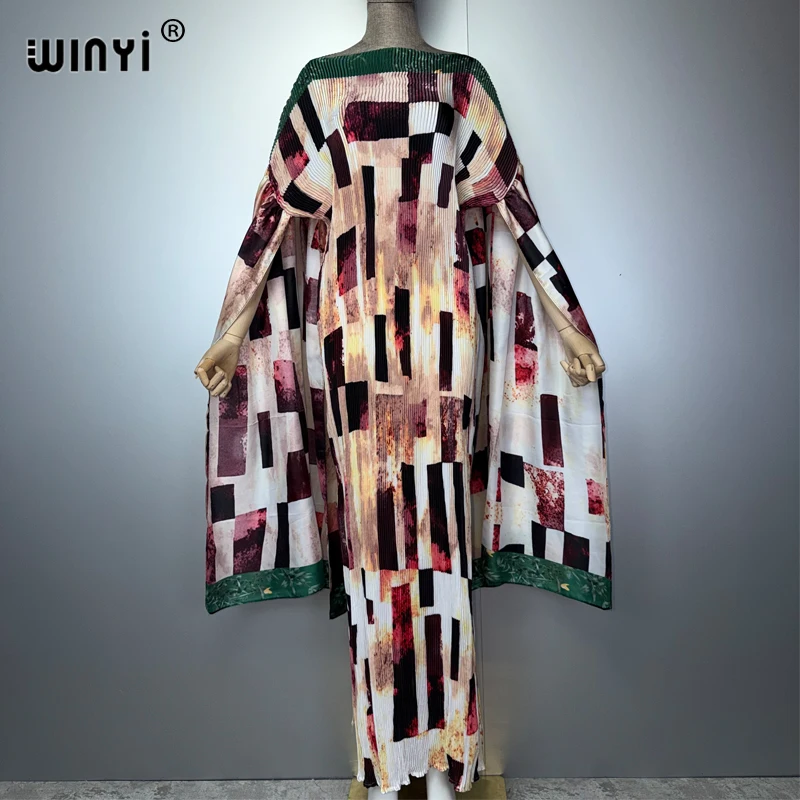 WINYI Women's Bohemian Africa Slim Maxi Dress Casual Elastic Beach Cover up Muslim Abaya Dubai Luxury Holiday Evening Gown