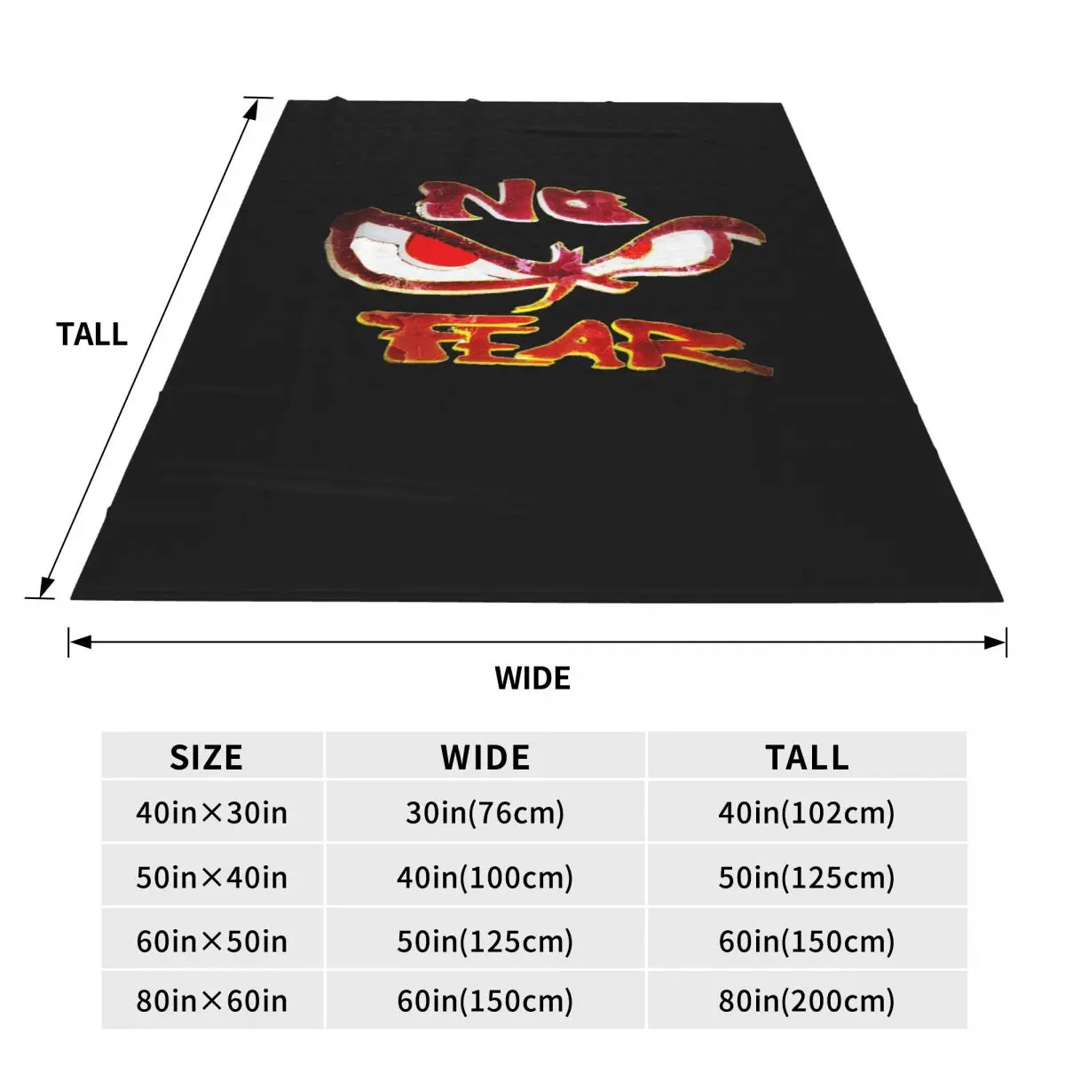 No Fear No Fear And Eyes Print Blanket Flannel Sofa Throw Blanket Super Soft for Couch Bedding Throws Bedspread Quilt
