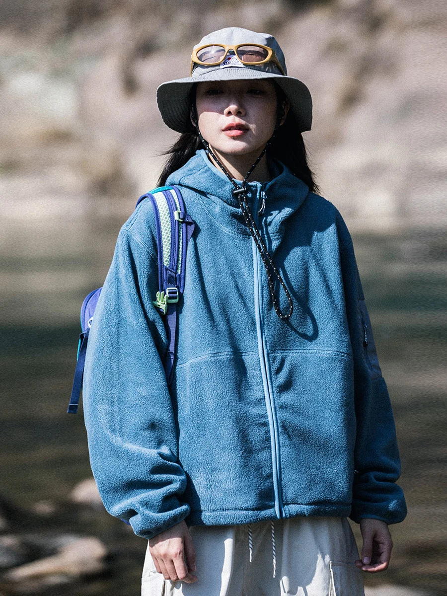 

Кардиган-свитшот MountainValley Retro с капюшоном, 340 г, из флиса, теплый, для активного отдыха, уличный стиль, свободный крой, стандартная длина