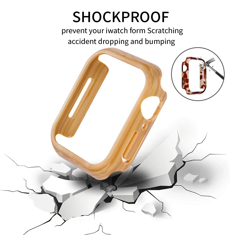 Resin Cover For Apple Watch 46/42 41/44/45mm Hard PC Bumper Protective Case Frame For iWatch Series 10 9 8 7 6 Protective Shell