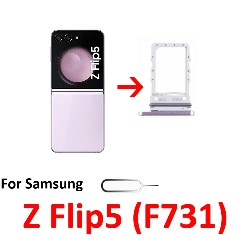 For Samsung Galaxy Z Flip5 Flip 5 F731 F731B Phone New Housing Chip SIM Card Tray Slot Holder Pocket Parts Black Gold Purple view 3