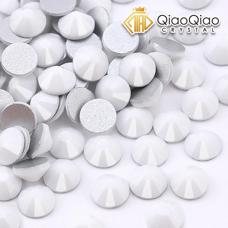 QIAO SS6-SS30 Chalk White Color Glass Strass Crystal Rhinestones Glitters Diamond Gem 3D Flatback Non Hotfix Rhinestone