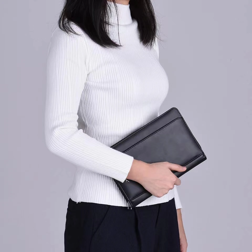 Portable Business Portfolio Padfolio Folder Document Case Organizer PU Leather with Business Card Holder Memo Note Pad